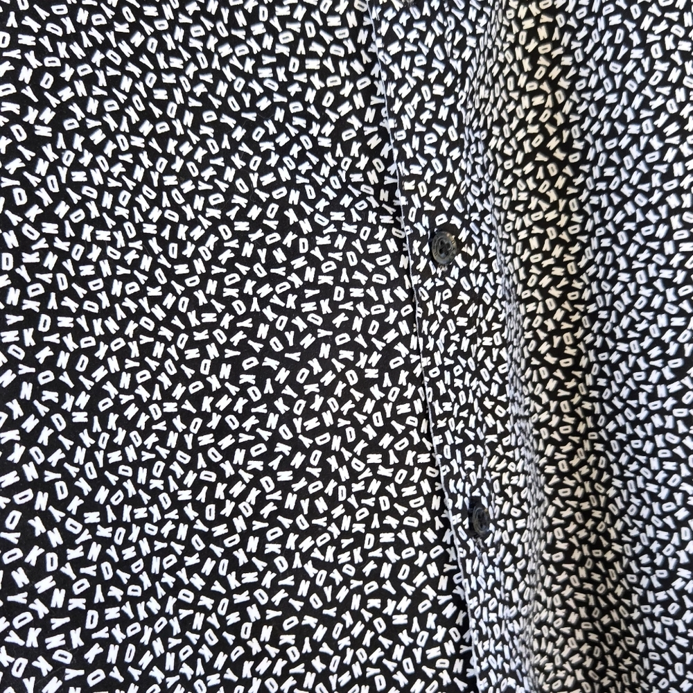 Dkny Black White Pattern Logo Button Down Shirt - image 4